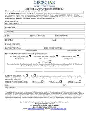 Georgian Staff Reservation Form