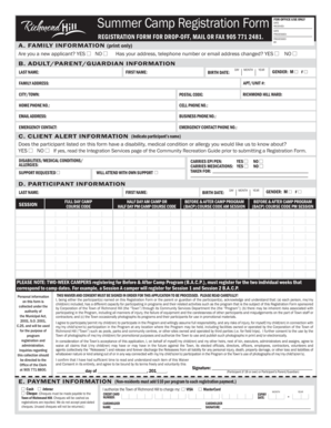 Summer Camp Registration Form