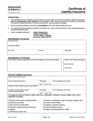 Certificate of Liability Insurance