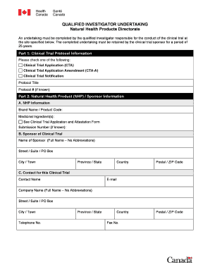 investigator undertaking template