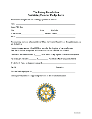 Rotary Foundation Sustaining Member Pledge Form