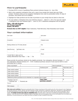 Fluke Gift with Purchase Redemption Form