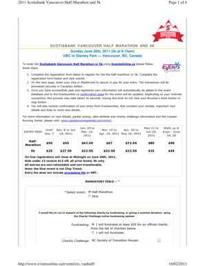 Scotiabank Vancouver Half-Marathon Registration Form