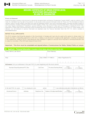 Secure Certificate of Indian Status Form