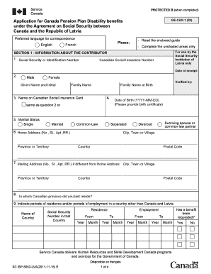 application for canada pension plan disability benefitsunder the agreement on ssi between canada and usa form