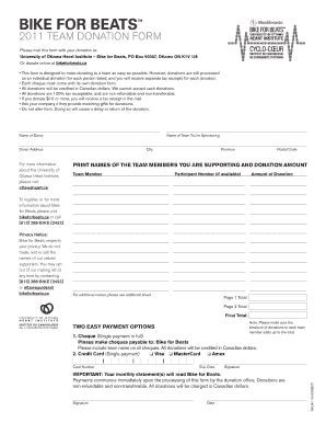 2011 Team Donation Form