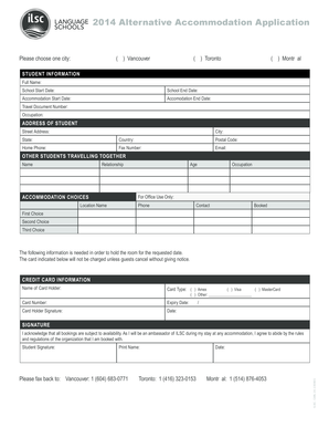 2014 Alternative Accommodation Application