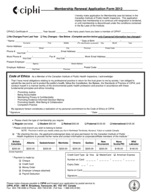 Membership Renewal Application Form