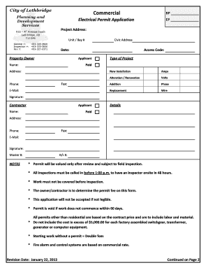 Commercial Electrical Permit Application