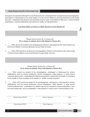Media Release Form 2011/2012