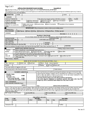 State Bank Remittance Application Form RMT-1C
