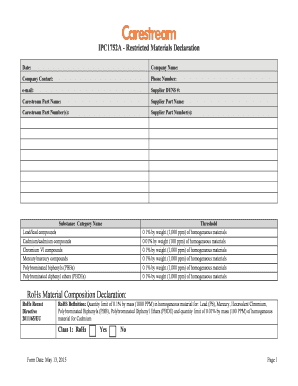 IPC1752A Restricted Materials Declaration