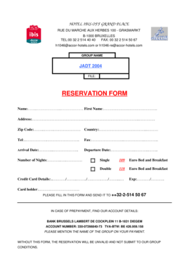 Hotel Ibis Reservation Form