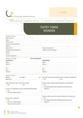 Reproductive Medicine Entry Form