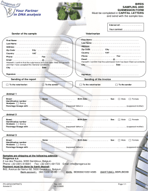 Birds Sampling Submission Form