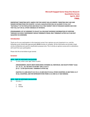 Microsoft Engaged Gamer Survey Template