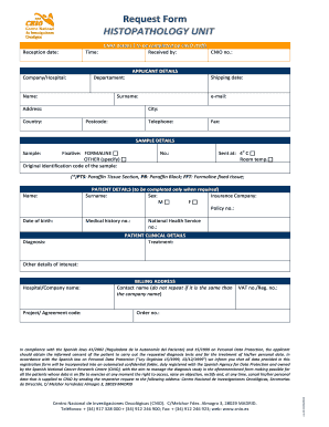 Histopathology Request Form