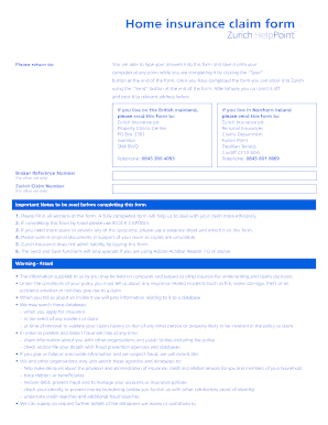 UK Home Insurance Claim Form