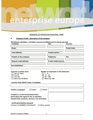 Business Co-Operation Proposal Form
