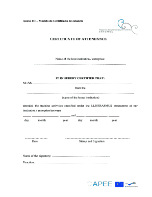 Certificate of Attendance