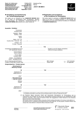 Hannover Messe 2012 Exhibitor Registration Form