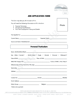 JOB APPLICATION FORM JOB APPLICATION FORM ... - White Lodge