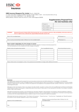 HSBC Insurance Supplementary Proposal Form