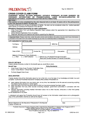 Crisis Cover Claim Form