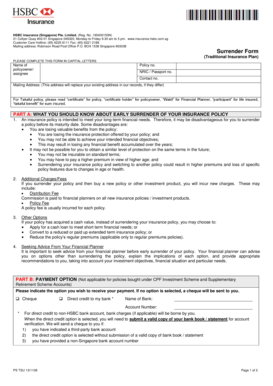 HSBC Insurance Surrender Form