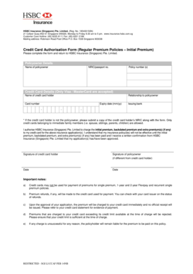 HSBC Credit Card Authorisation Form