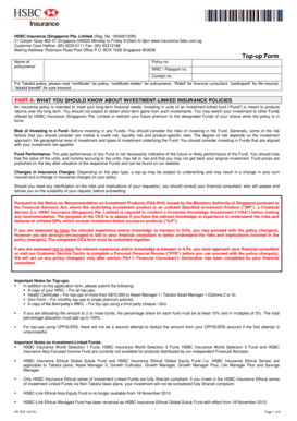 HSBC Insurance Top-Up Form