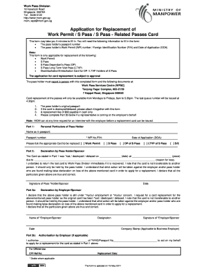 Work Permit Replacement Application