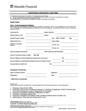 Creditshield Insurance Claim Form