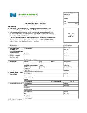Singapore Cruise Centre Employment Application