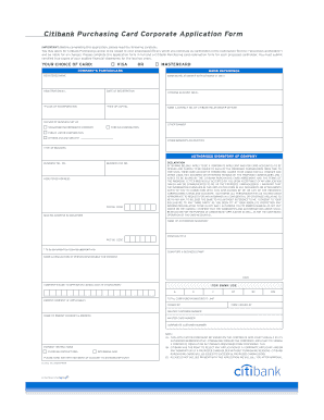 Citibank Purchasing Card Application