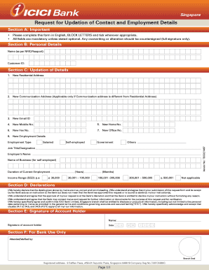 Singapore Contact and Employment Details Update Form