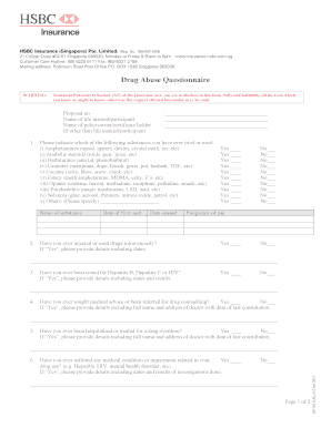 HSBC Singapore Drug Abuse Questionnaire