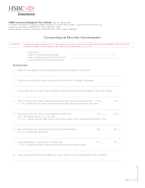 HSBC Gynaecological Disorder Questionnaire