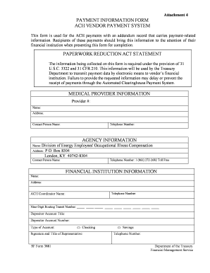 ACH Vendor Payment System Form