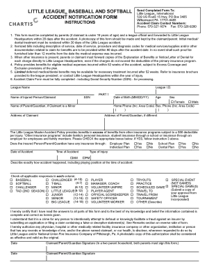 Little League Accident Notification Form