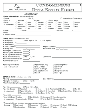 Condominium Data Entry Form