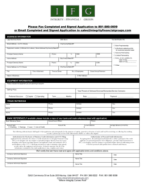 Business Equipment Lease Application