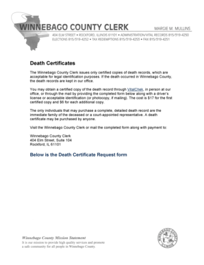 Death Certificate Request Form