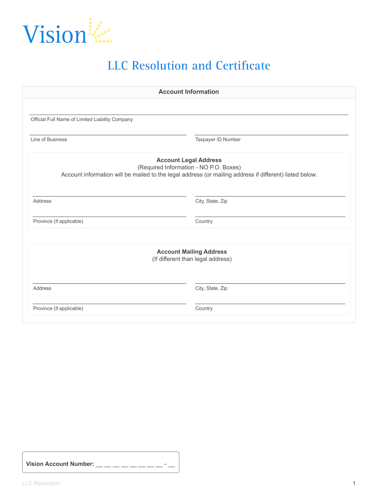 Llc Resolution Form Fill Online Printable Fillable Blank Pdffiller