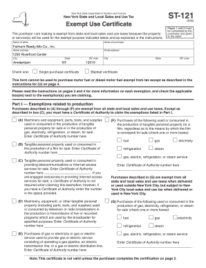 New York Exempt Use Certificate ST-121