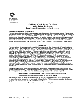 FAA Form 8710-1 Airman Certificate Application