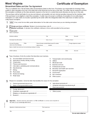 West Virginia Certificate of Exemption