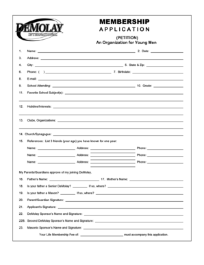 DeMolay Membership Application