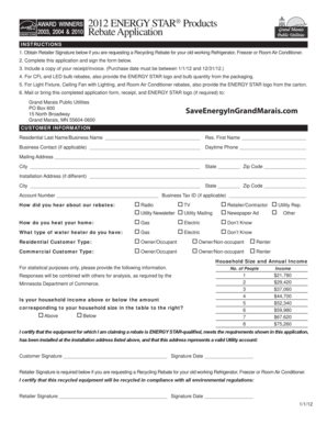 2012 Energy Star Rebate Application
