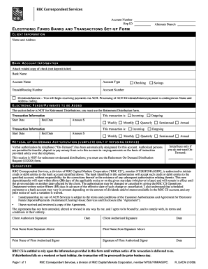 Electronic Funds Transaction Setup Form